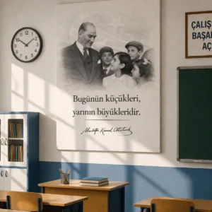 Atatürk Bugünün Küçükleri Yarının Büyükleridir. Kanvas Duvar Tablosu – Sanatsal Dekoratif Hediyelik